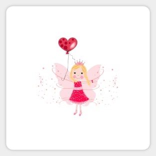 Cute fairytale with heart balloon Sticker